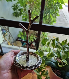 Vintage Silver-Plated Jewelry Tree Metal Earring Rings Holder Branch Dish Small - Picture 1 of 7