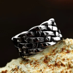 Anillo celta runas de acero inoxidable tejido vikingo anillo banda mitología para hombre - Imagen 1 de 7