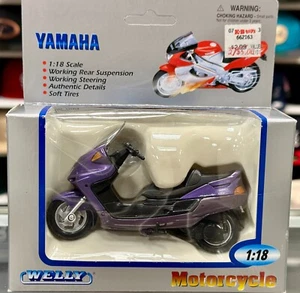 1:18 Yamaha Majesty Vespa Motorcycle Motorbike, Purple | Welly Moto 1/18 | New - Picture 1 of 2