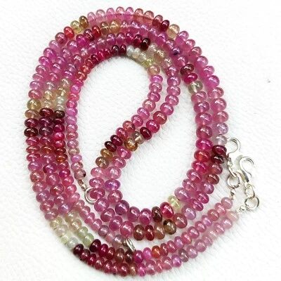 Natural Multi Sapphire Gemstone 5 to 6 mm Size Rondelle Beads Necklace 17.5" - Image 1 of 4