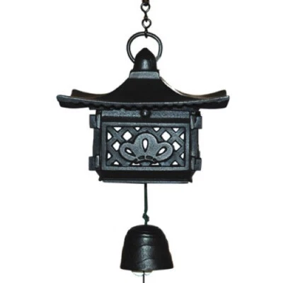 Japanese Iwachu Wind Chime Nambu Cast Iron Black Lantern with Bell Made in Japan - Image 1 of 2