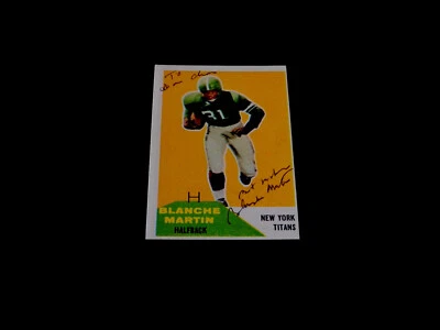 Blanche Martin Autographed 1960 Fleer New York Jets MSU Card #78 AFL AUTO '60s - Image 1 of 2