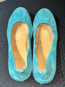JCrew türkisfarbene Wildleder-Flats/Schuhe Ballerina-Stil Slipper Größe 7,5 in gutem Zustand - Bild 1 von 7