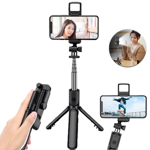 Bluetooth 4.2 Mobile Selfie Stick Stativ mit LED Füllleuchte für iPhone Samsung - Bild 1 von 15