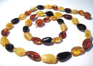 Genuine Baltic Amber Necklace. 18" Natural amber. Oval beads. Gift - Picture 1 of 1