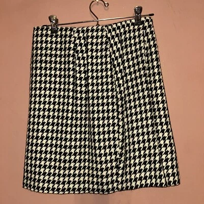 Hugo Buscati Mini Skirt Women 8 Black Houndstooth Vintage Preppy Academia - Image 1 of 4
