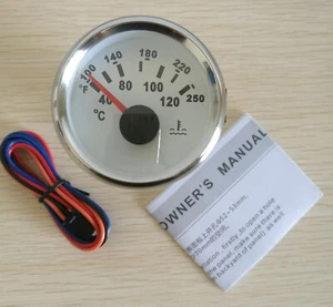 52MM Water Temp Gauge 100-250F 287.4-22.4 ohms 9-32VDC for Car Marine Motorcycle - Picture 1 of 7