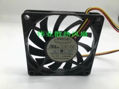EVERFLOW R127010BU 12V 0.45A 7CM 7010 3-Wire Slim & Mute Cooling Fan