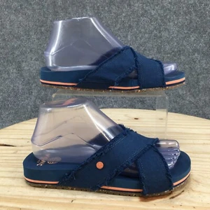 Vionic Sandals Womens 6 Panama Slide Blue Slip On Flats Cross Strap Open Toe NEW - Picture 1 of 11