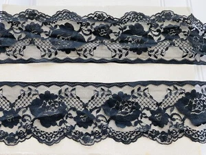 2 Yards schwarz Blumen Spitze Borte zum Nähen/Basteln/Dessous/3,5" breit - Bild 1 von 17