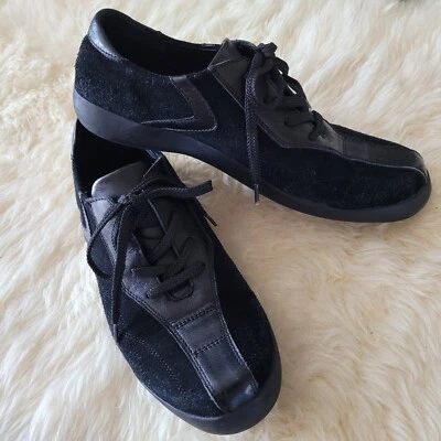 Women's Suede Leather Sneakers SZ 7.5 Black - Image 1 of 4