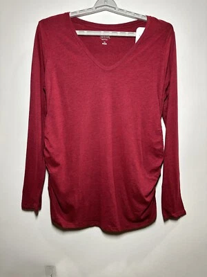 Ingrid & Isabel Dark Red Scoop Neck Long Sleeve Maternity Shirt Medium - Image 1 of 2