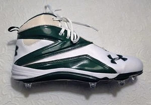 NUEVOS botines de fútbol americano Under Armour - verde/blanco - tacos reemplazables - talla 16 - Imagen 1 de 6