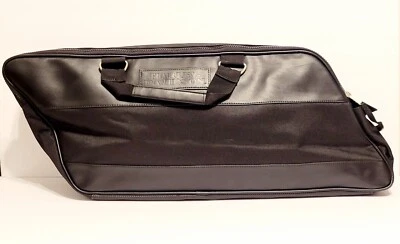 Bolsa de equipaje Harley-Davidson estilo alforja inclinada OEM cremallera lona cuero negro Foto 1 de 4