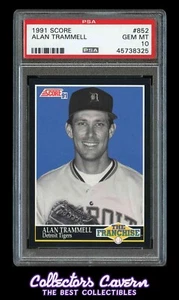 1991 Score #852 Alan Trammell PSA 10 (GEM MINT) The Franchise - Picture 1 of 2