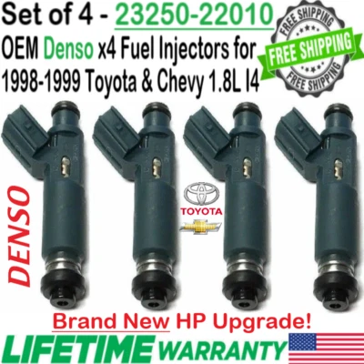 Nuevos inyectores de combustible OEM Denso x4 HP actualización para Chevrolet Prizm 1998-1999 1,8 L I4 Foto 1 de 4