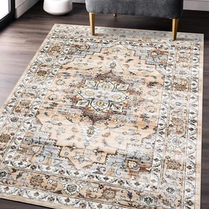 Washable Area Rug 8X10 Vintage Distressed Rug Non-Slip Stain Resistant Oriental - Picture 1 of 9