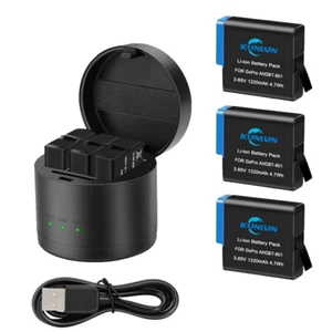3Pack Hero 8 Battery & USB LED Storage Fast Charger For Gopro Hero 8/7/6 Black - Picture 1 of 7