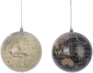 Globe / World Map Shatterproof Plastic Christmas Baubles / Decorations - 10cm - Picture 1 of 1