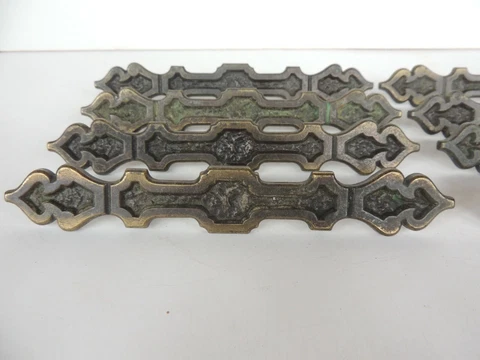8 Vintage Brass Cabinet Drawer Pull Keeler KBC Gothic Eastlake Hardware Dresser Cover