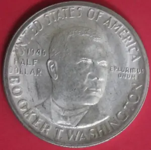 1946 D Booker T Washington Birthplace Commemorative Silver Half Dollar OCE 97 - Picture 1 of 2