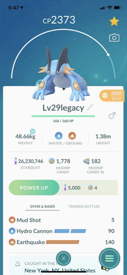 Swampert Legacy Trade Lv29 Pokémon Go Hydro Cannon Pvp Pokemon Ultra League Rdy