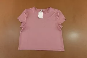H&M Divided Womens Size Large Fitted Dusty Pink Short Sleeve Cropped T-Shirt NWT - Picture 1 of 8