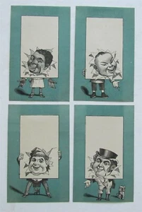 SET of 4 ANTIQUE VICTORIAN TRADE CARDS COMIC ADVERTISING - Picture 1 of 2