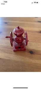 Vintage Miniature Diecast Metal Pencil Sharpener Red Coffee Mill Grinder - Picture 1 of 8