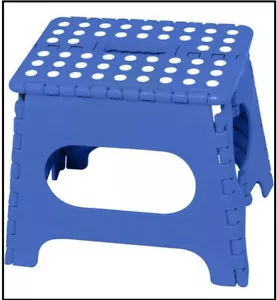 Blue Foldable Step Stool Multi-Purpose Uses Space Saving with Anti Slip Grip - Picture 1 of 4