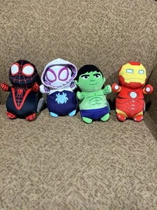 FULL SET IN HAND SQUISHMALLOWS Hugmees Avengers 10” Spider-Man Iron Man Hulk +1 - Picture 1 of 23