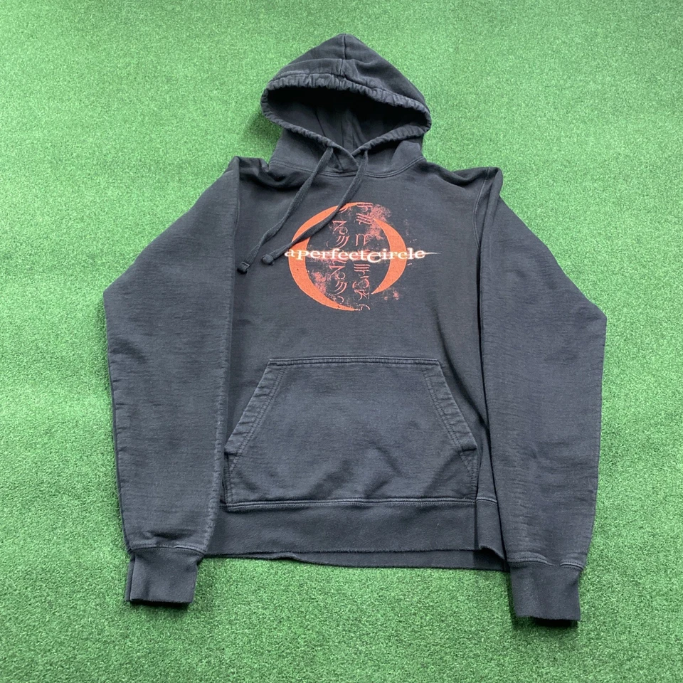 复古 A Perfect Circle 连帽衫男式 XS 黑色 Y2K 乐队金属音乐摇滚毛衣 — 第 1/4 张图片