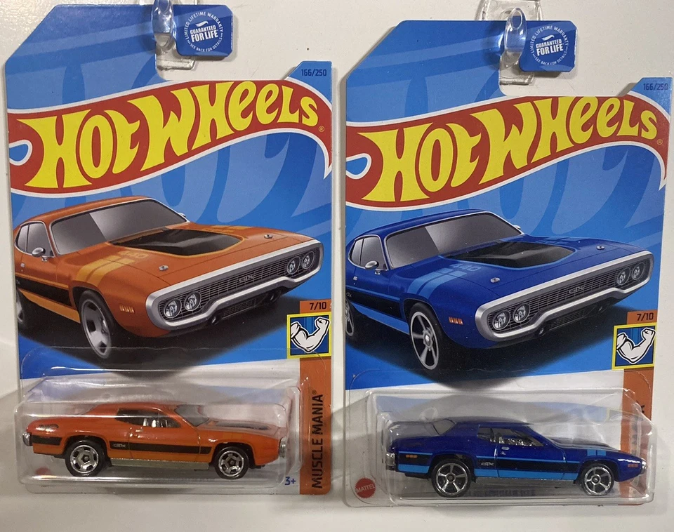 Hot Wheels ‘71 Plymouth GTX, 1 Pair Blue And Orange  - Image 1 of 3