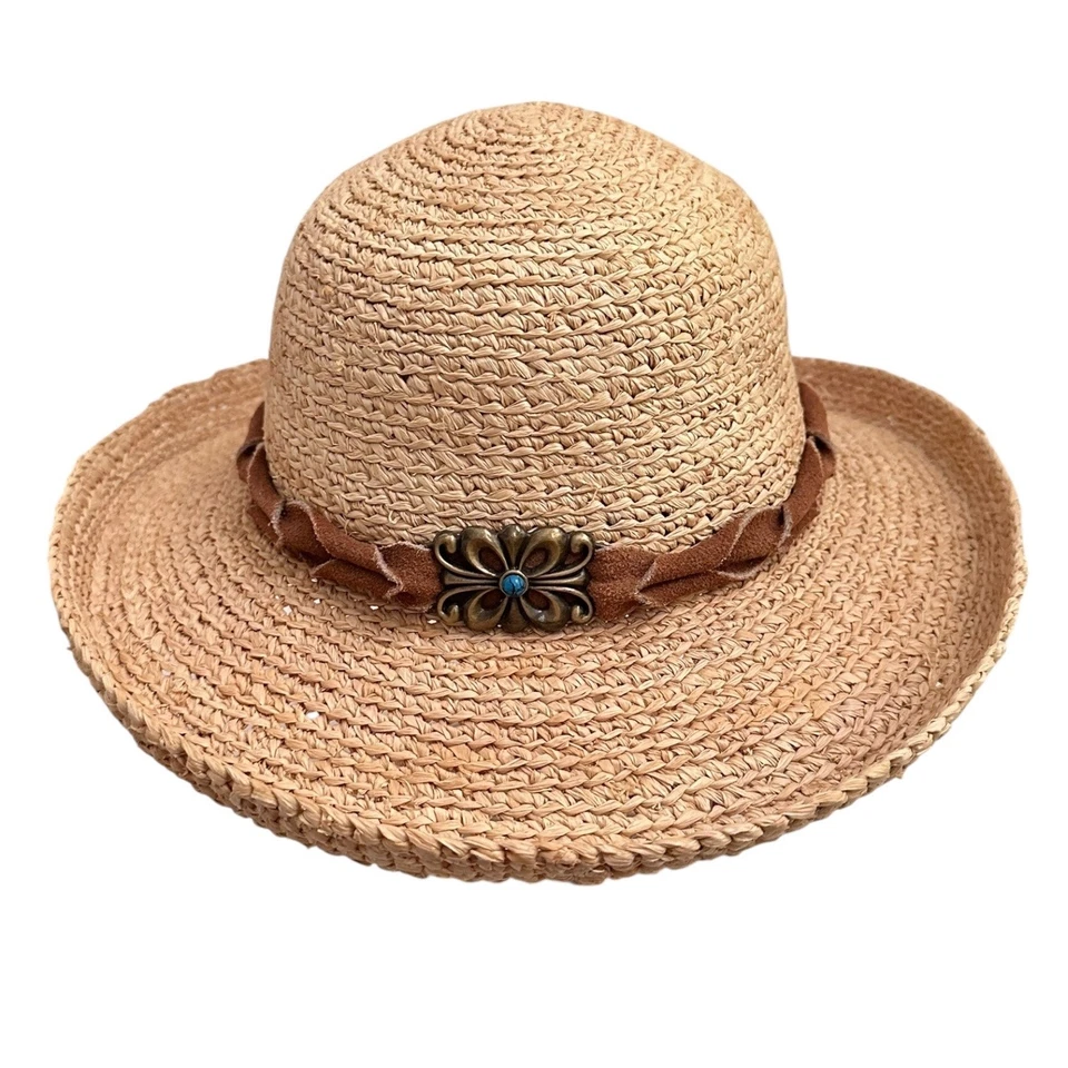 Sombrero de Paja Scala Collezione Marrón Gamuza Banda Boho Estilo Occidental Talla Única Foto 1 de 4
