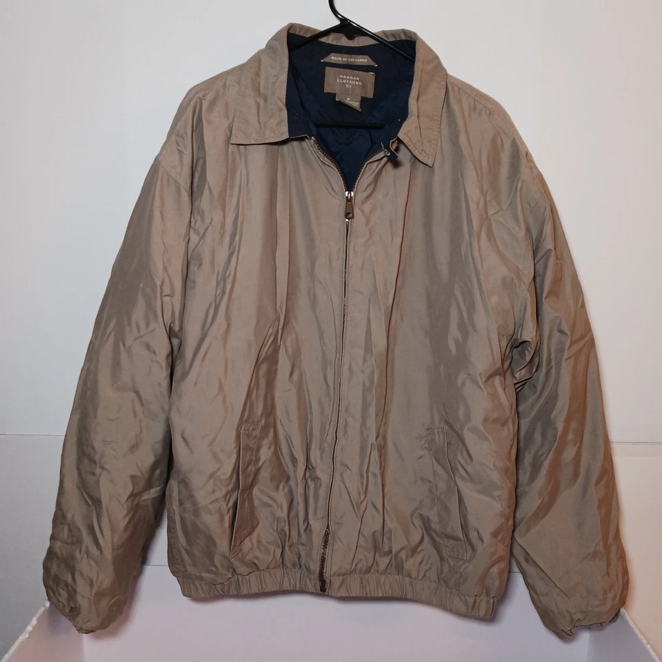 Chaqueta de bombardero de gran tamaño con cremallera completa aislada Haggar Clothing de colección para hombre talla M beige Foto 1 de 4