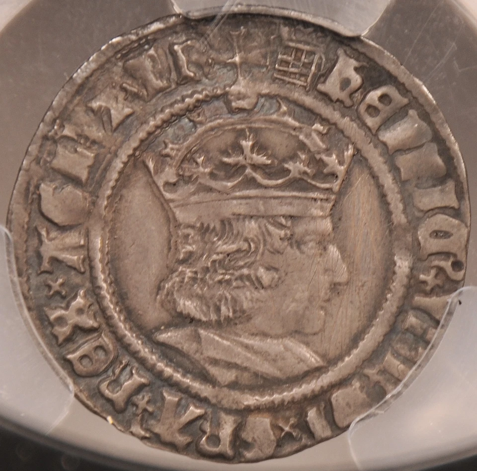1509-1526 Henry VIII Groat 1st coinage, S-2316 Portcullis Great Britain PCGS XF+ - Image 1 of 4