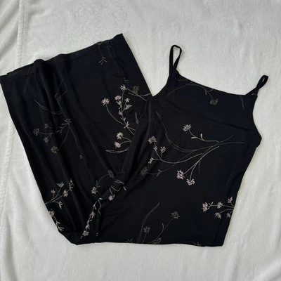 Maxi Vestido Helene Blake Vintage Años 90 Sin Talla Negro Floral Cachicho Hada Grunge Foto 1 de 3