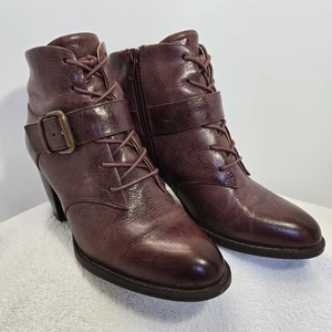 Sofft Wendy Damen-Stiefelette burgunderrot Leder Größe 6 seitlicher Reißverschluss Schnallenriemen - Bild 1 von 19