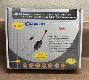 USB 2.0 Cable to Serial ATA (SATA) & IDE 1.8"/2.5" Hard Drive 5.25" CD/DVD-RW - Picture 1 of 3