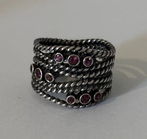 Anillo de Plata Esterlina 925 Rodolita Rosa Romance Oculto Pandora Retirado Talla 5 - Imagen 1 de 7