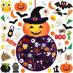 DIY Halloween Felt Pumpkin Witch Hanging Decor for Kids Felt Crafts and Kits Adh - Picture 1 of 8