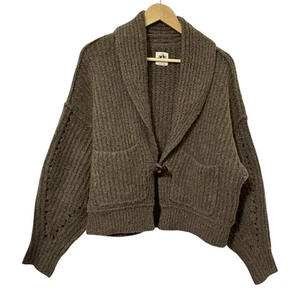 Free People Jackson cardigan oversize con scialle boxy taglia S marrone ritagliato Heritage - Foto 1 di 7