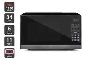 Kogan 34L Microwave with Mirror Finish (Black), Black Mirror Finish, Microwaves, - Picture 1 of 5