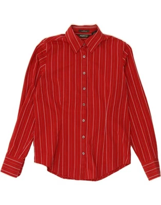 Camisa para mujer EDDIE BAUER UK 14 mediana roja a rayas algodón BJ14 Foto 1 de 3