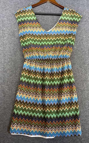 Abito donna geometrico Alyx taglia 4 colorato cappuccio maniche foderato elastico in vita