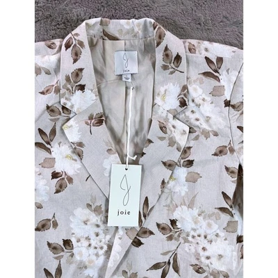 NWT Joie Floral Linen Blend Blazer Jacket Women's L Neutral Beige school Career - Image 1 of 4
