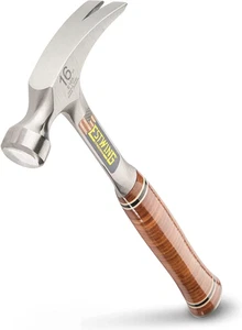 Hammer - 16 Oz Straight Rip Claw with Smooth Face & Genuine Leather Grip - E16S - Picture 1 of 4