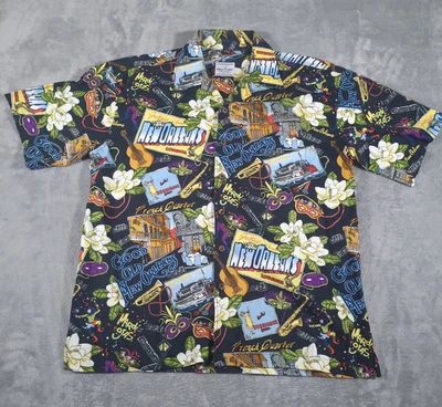 David Carey Originals Shirt XL Mardi Gras New Orleans Party Rayon Cotton Blend - Image 1 of 4