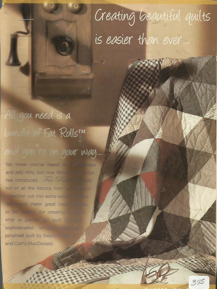 K0375 HEXAGON PINWHEEL  QUILT  PATTERN/INSTRUCTIONS - Image 1 of 2