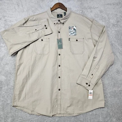 G.H. Bass & Co Trail Flex Trail Dry Shirt 3XL Stretch Wicking Button Front Khaki - Image 1 of 4
